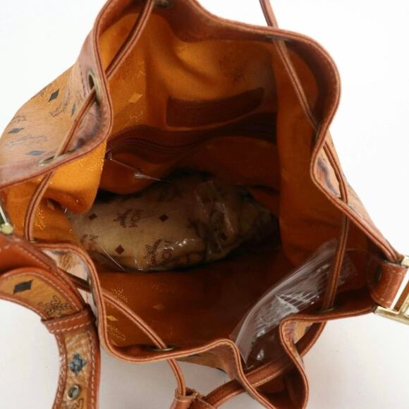 Authenticated MCM Leather Drawstring Bucket Bag - Picture 10 of 11